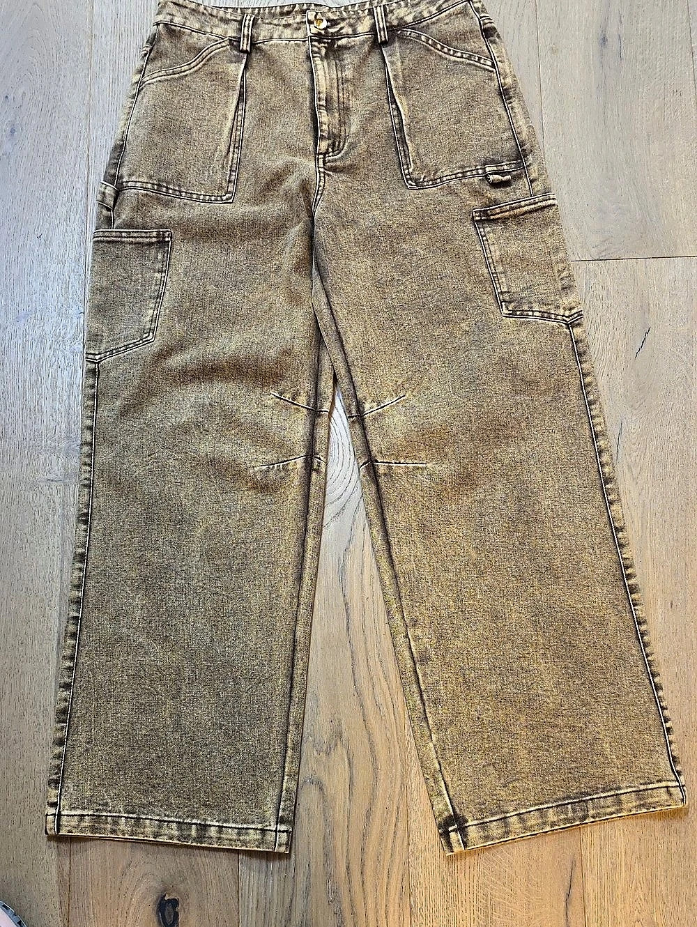 Anewsta Cargo Straight Leg Jeans in Brown NWT